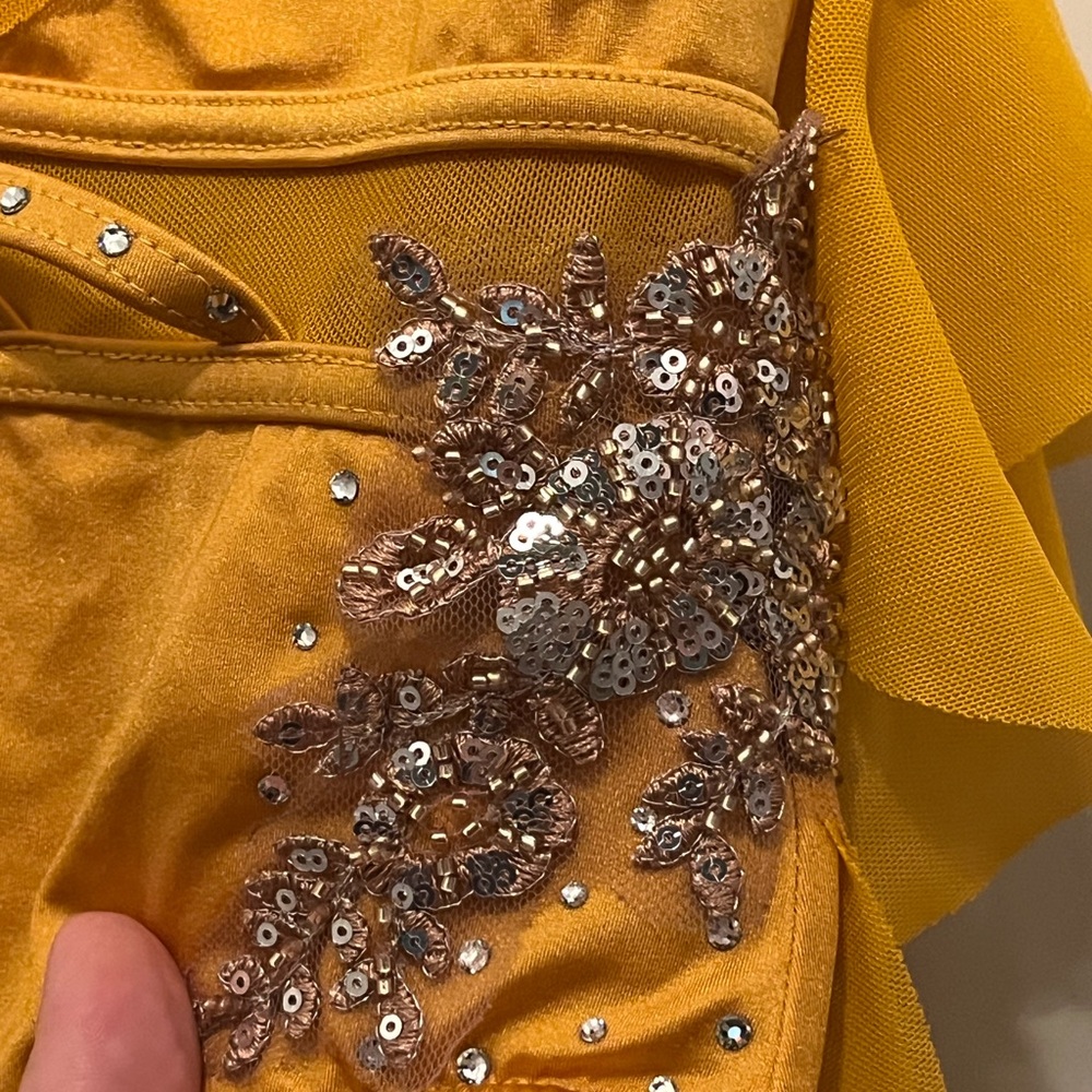 Weissman Golden Dance Costume with Sparkling Skirt - Picture 4 of 11